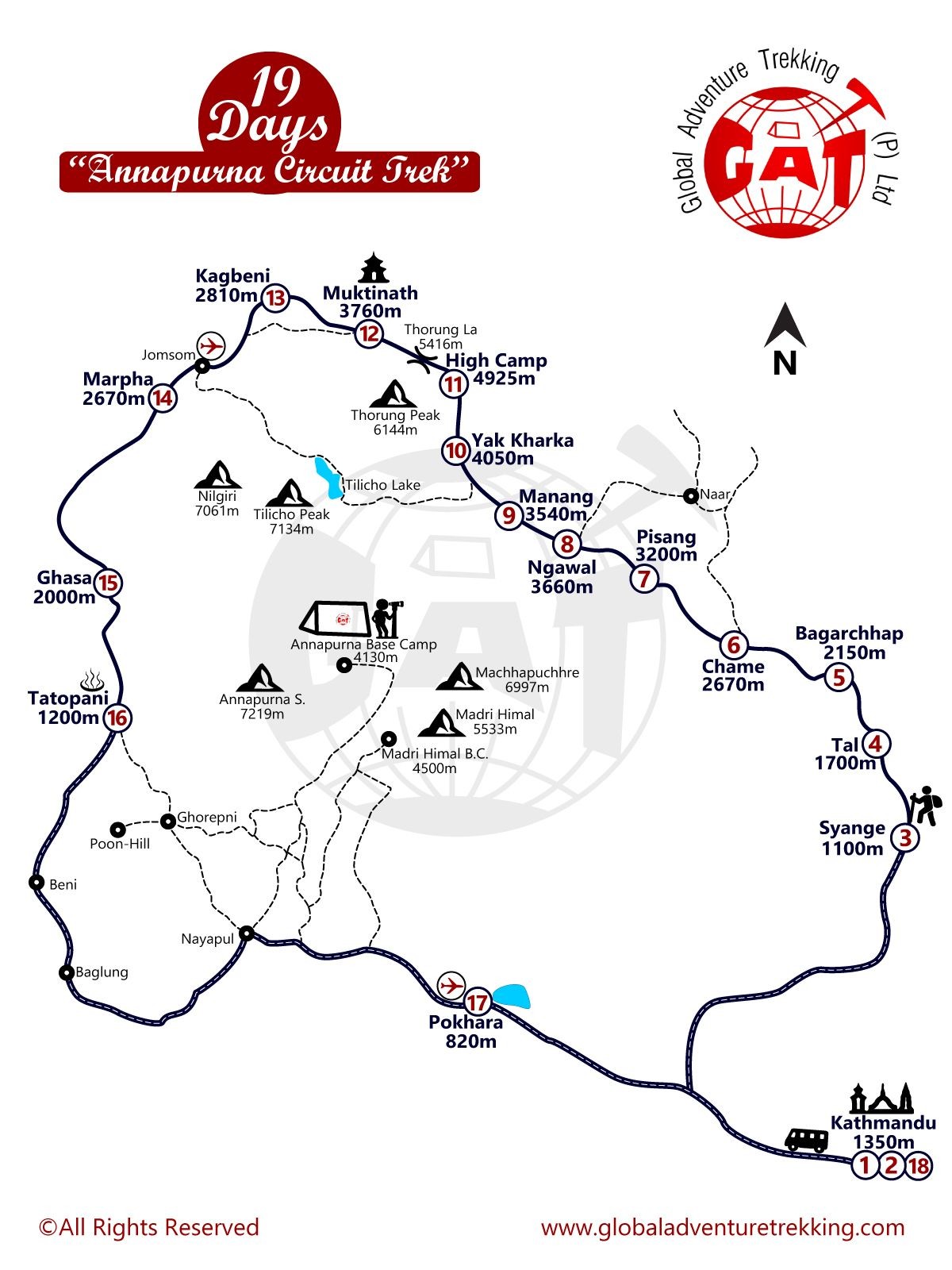 Annapurna Circuit Trek map