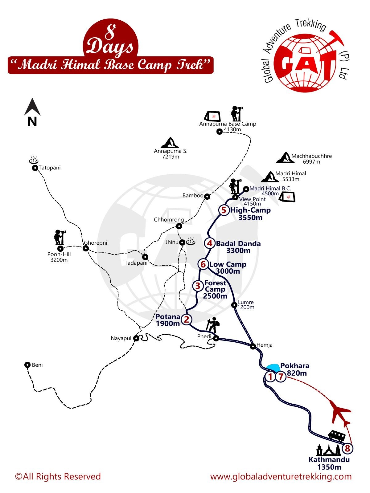 Mardi Himal Base Camp Trek map